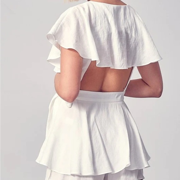 DO+BE White Ruffle Wrap Romper – Size S (New with Tags) - Picture 15 of 15